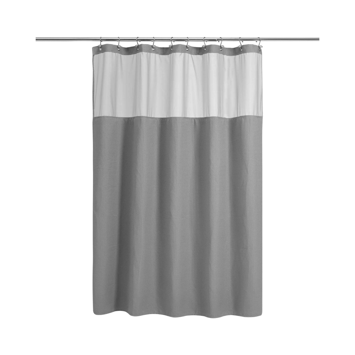 N&Y HOME Waffle Weave Shower Curtain with Snap-in Liner Set White, 71x72