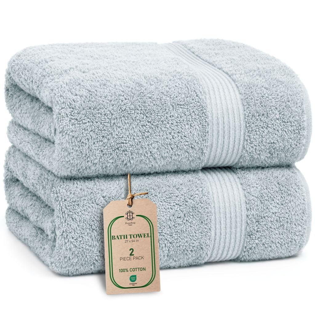 Luxe 2-Piece Bath Towel Set – Large Soft Cotton Towels, Absorbent, Durable & Skin-Friendly, Machine Washable, 27 x 54 in (Sand)