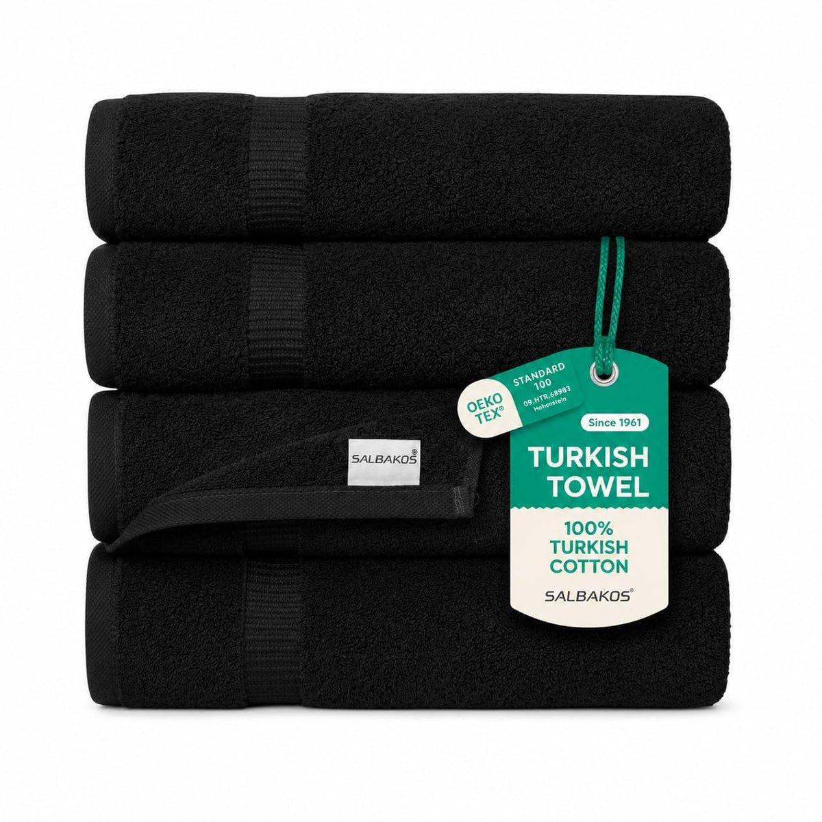 SALBAKOS 4-Piece 100% Turkish Cotton Bath Towels, 27x54 inch, White