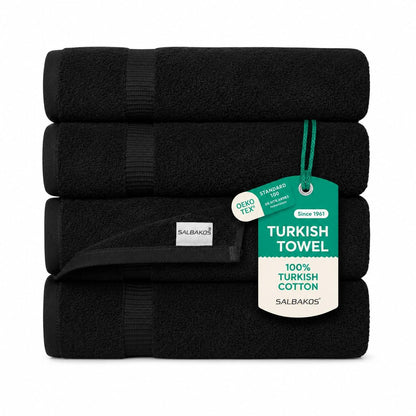 SALBAKOS 4-Piece 100% Turkish Cotton Bath Towels, 27x54 inch, White