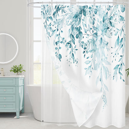 Gibelle 3 in 1 Shower Curtain Set, Grey Eucalyptus Curtain 72x72
