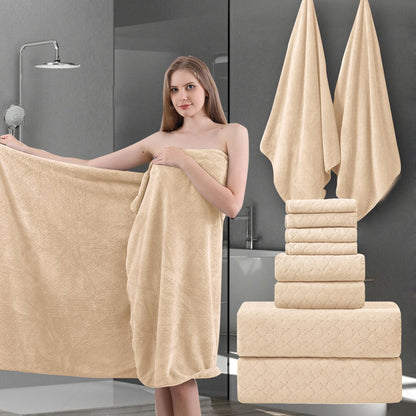Ycosy 8-Piece Bath Towels Set,2 Oversized Bath Sheet,2 Hand Towels and 4 Washcloths - 600 GSM Soft Microfiber Highly Absorbent Quick Dry Shower Towel Collection for Bathroom Hotel and Spa,Mint Green