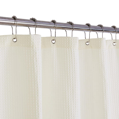 Barossa Design Waffle Weave Extra Long Shower Curtain White 84 Inch Length