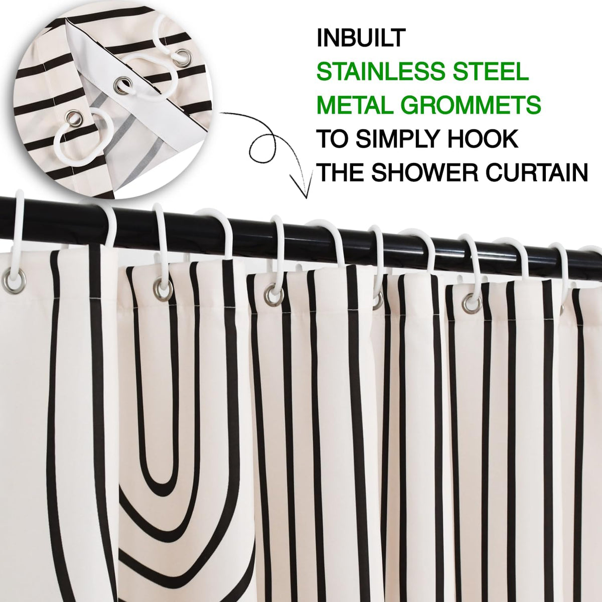 Boho Mid Century Shower Curtain, Modern Abstract with Hooks 72x72