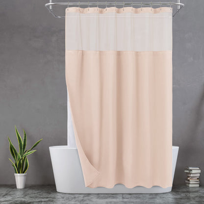 N&Y HOME Waffle Weave Shower Curtain with Snap-in Liner Set White, 71x72