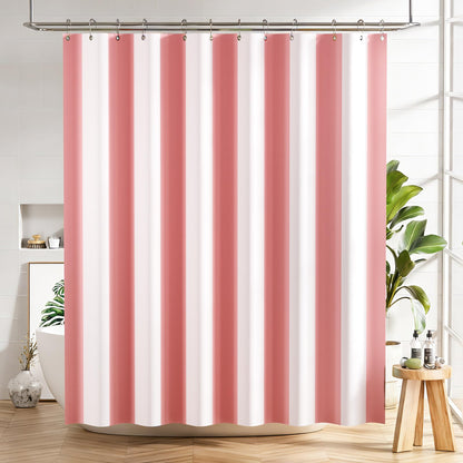 AmazerBath Shower Curtain, Washable Cloth Black Shower Curtain Sets with 12 Shower Curtain Hooks, Fabric Rustic Black and White Striped Curtain, Farmhouse Bathroom Curtains, 72x72 Inches