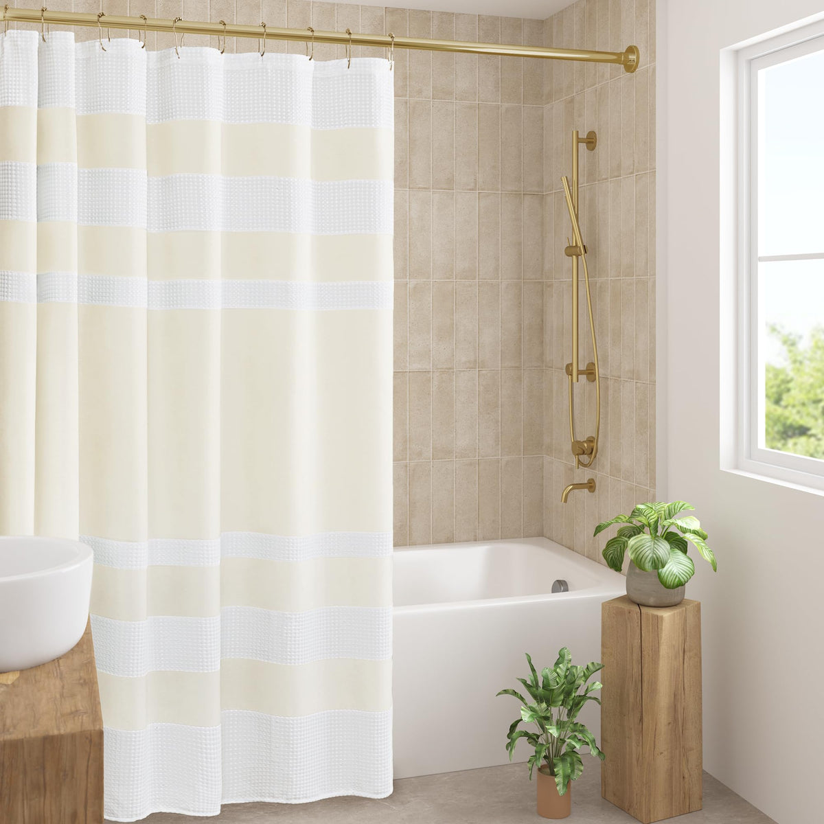 Madison Park Spa Waffle Shower Curtain for Bathroom, 72 x 72, Grey