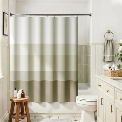 jinchan Ombre Ocean Blue Shower Curtain for Bathroom 70x72 Inch 12 Hooks