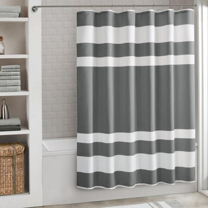 Madison Park Spa Waffle Shower Curtain for Bathroom, 72 x 72, Grey