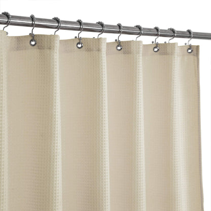 Barossa Design Waffle Weave Stall Shower Curtain Fabric 54 x 72 Inch, White