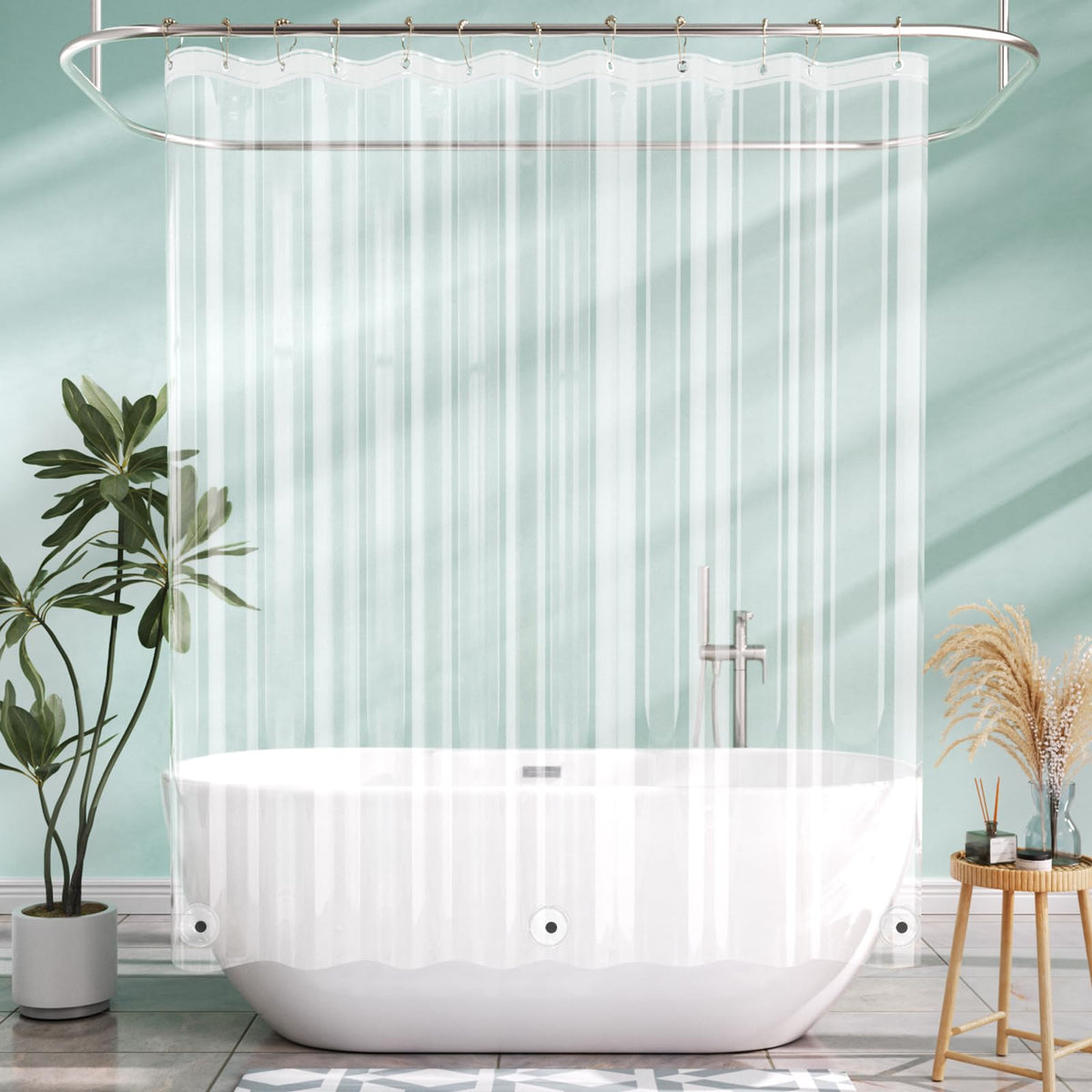 AmazerBath Shower Curtain Liner, 72x72 Clear Shower Curtain Liner, Waterproof Plastic Shower Liner, Cute Lightweight PEVA Shower Curtain for Bathroom with 3 Magnets and 12 Rustproof Metal Grommets