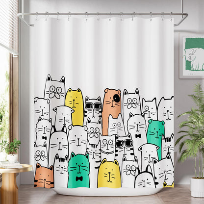 AmazerBath Shower Curtain, Cloth Ombre Black Shower Curtain Set with 12 Hooks, Washable Fabric Black and White Shower Curtain, Rustic Farmhouse Bathroom Shower Curtain, 72x72 Inches