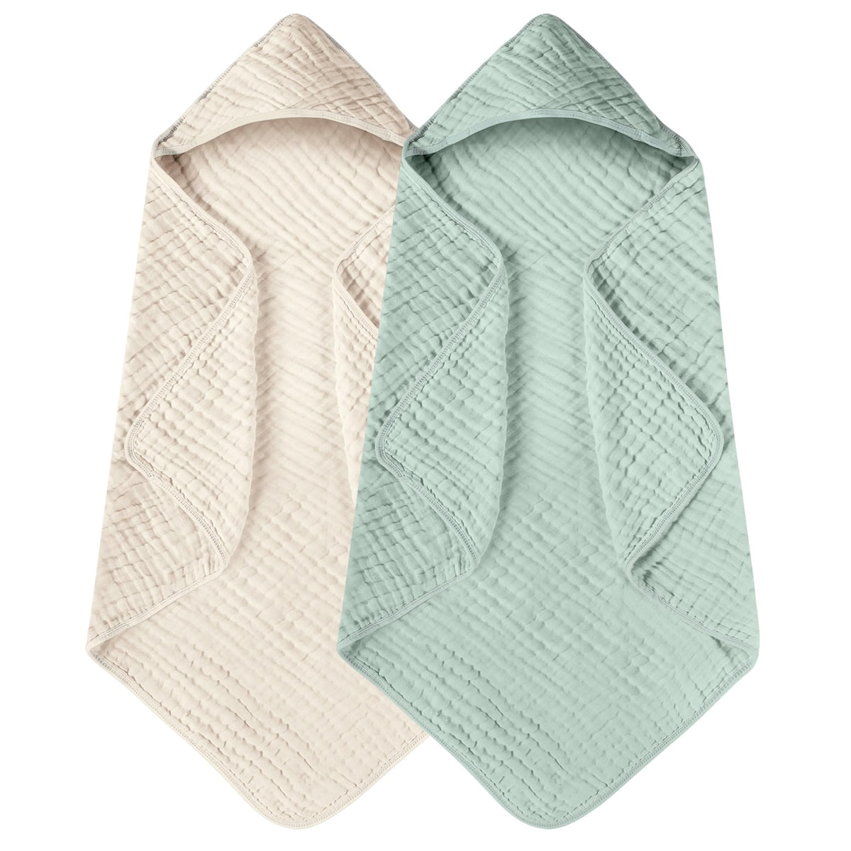Yoofoss Hooded Baby Bath Towels 2 Pack 100% Muslin Organic Cotton with Hood