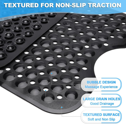 Bathtub and Shower Mats, 40x16 Inch Extra Large Non Slip Soft Bath Tub Mat with Suction Cups and Drain Holes for Bathroom Floor and Keep Tubs Clean, Machine Washable, Black