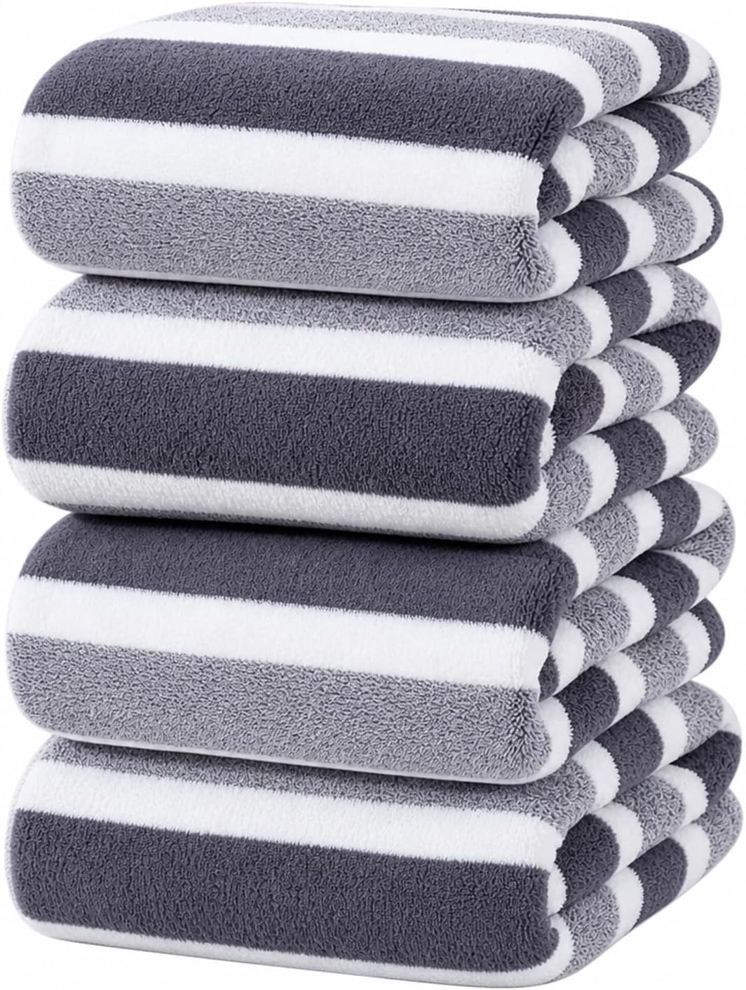 4 Pcs Large Microfiber Bath Towel Set, 34.6" x 67"(Gray)