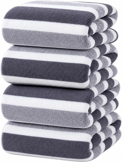 4 Pcs Large Microfiber Bath Towel Set, 34.6" x 67"(Gray)