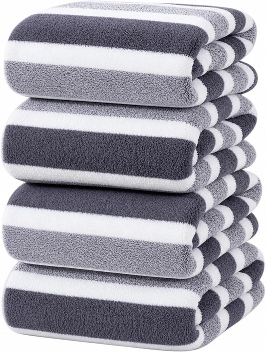 4 Pcs Large Microfiber Bath Towel Set, 34.6" x 67"(Gray)