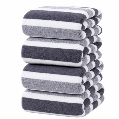4 Pcs Large Microfiber Bath Towel Set, 34.6" x 67"(Gray)