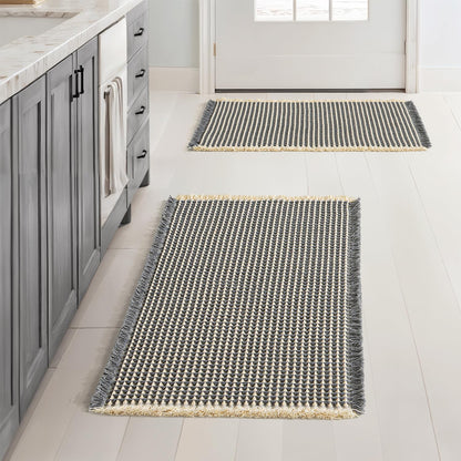 MIULEE Set of 2 Waffle Bathroom Rugs Boho Bath Mat Brown 18x30 Inch
