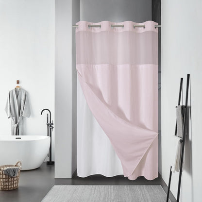 No Hook Extra Long Waffle Shower Curtain with Snap-in Liner,71x98,SageGreen