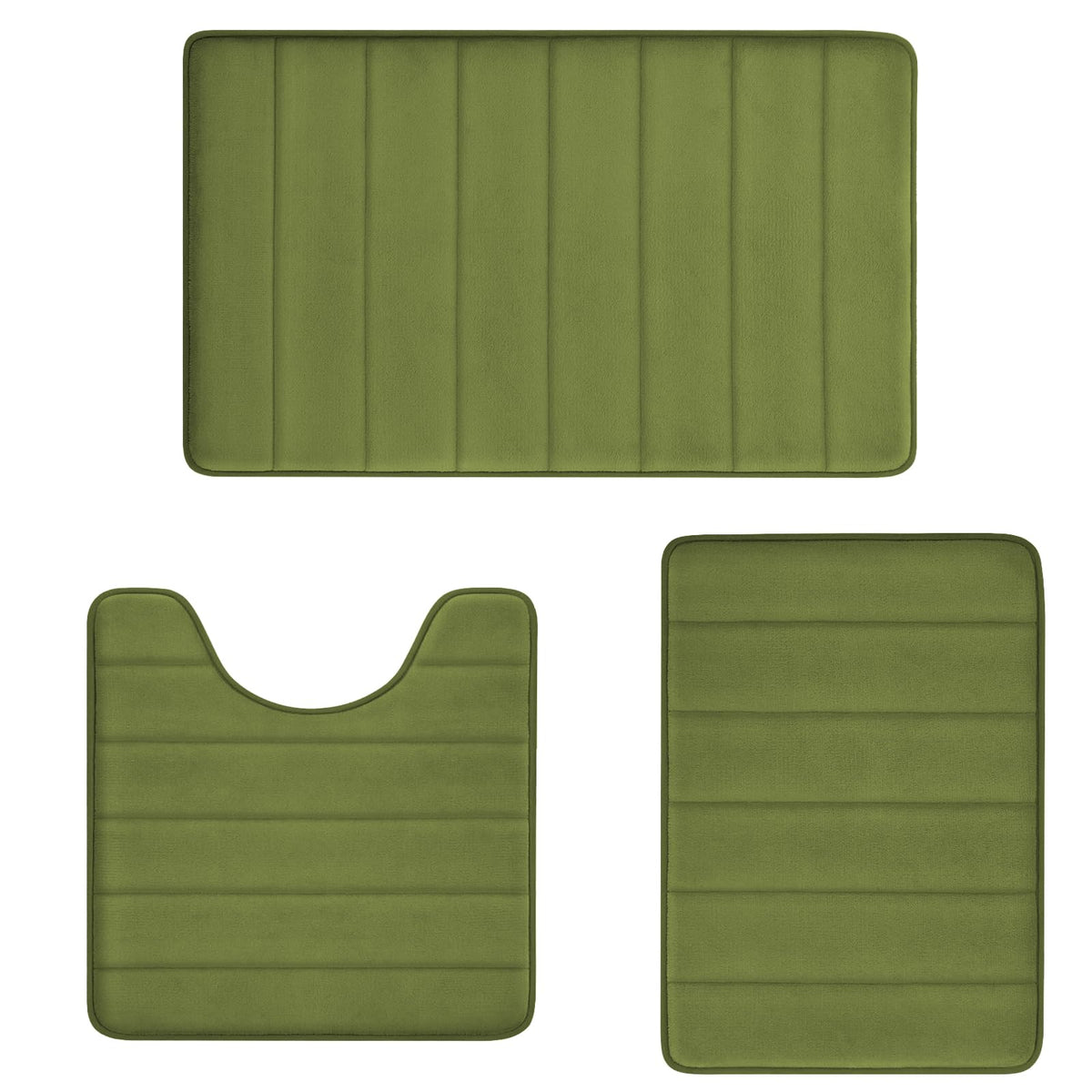 Bathroom Rugs Set Memory Foam Bath Rugs Non-Slip Bath Mat Set 3 Piece,Washable Bathroom Mats,Absorbent Shaggy Rugs Super Soft U-Shaped Toilet Rug,Bahroom Carpets for Bathroom,Tub,Shower（Black）