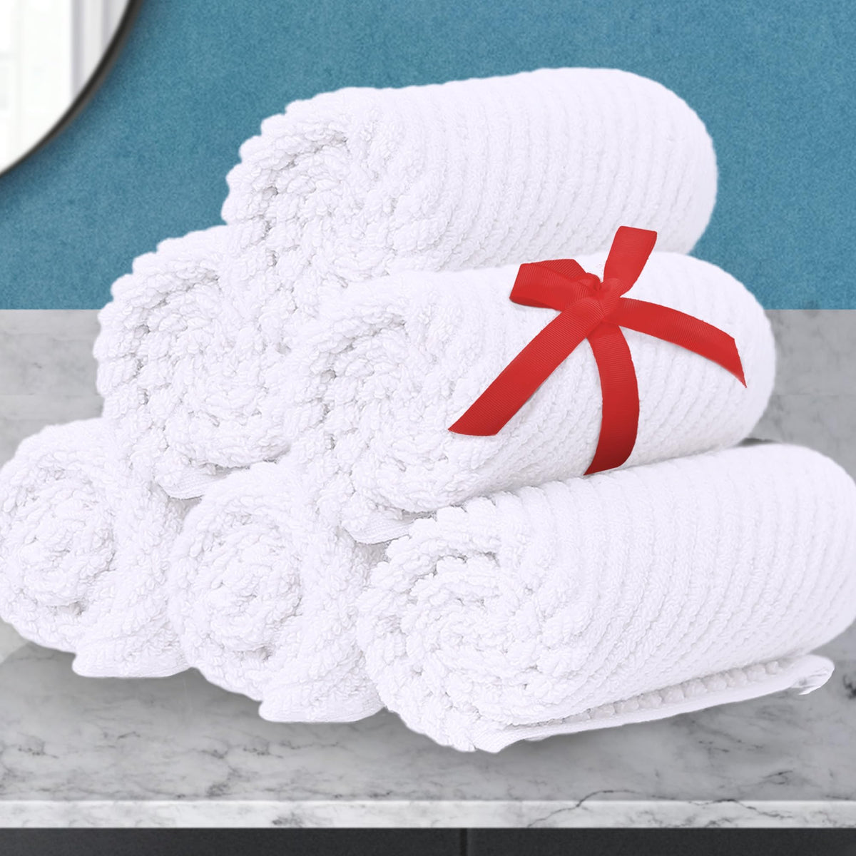 VOOVA & MOVAS 6PC Towel Set, 100% Cotton, Aqua Teal
