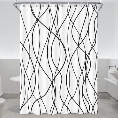 Striped Shower Curtain for Bathroom, Grey White, 72" W x 72" L
