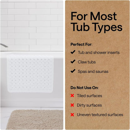 GORILLA GRIP Bath Tub Shower Mat, Bathtub Floor Liner, 35x16 White