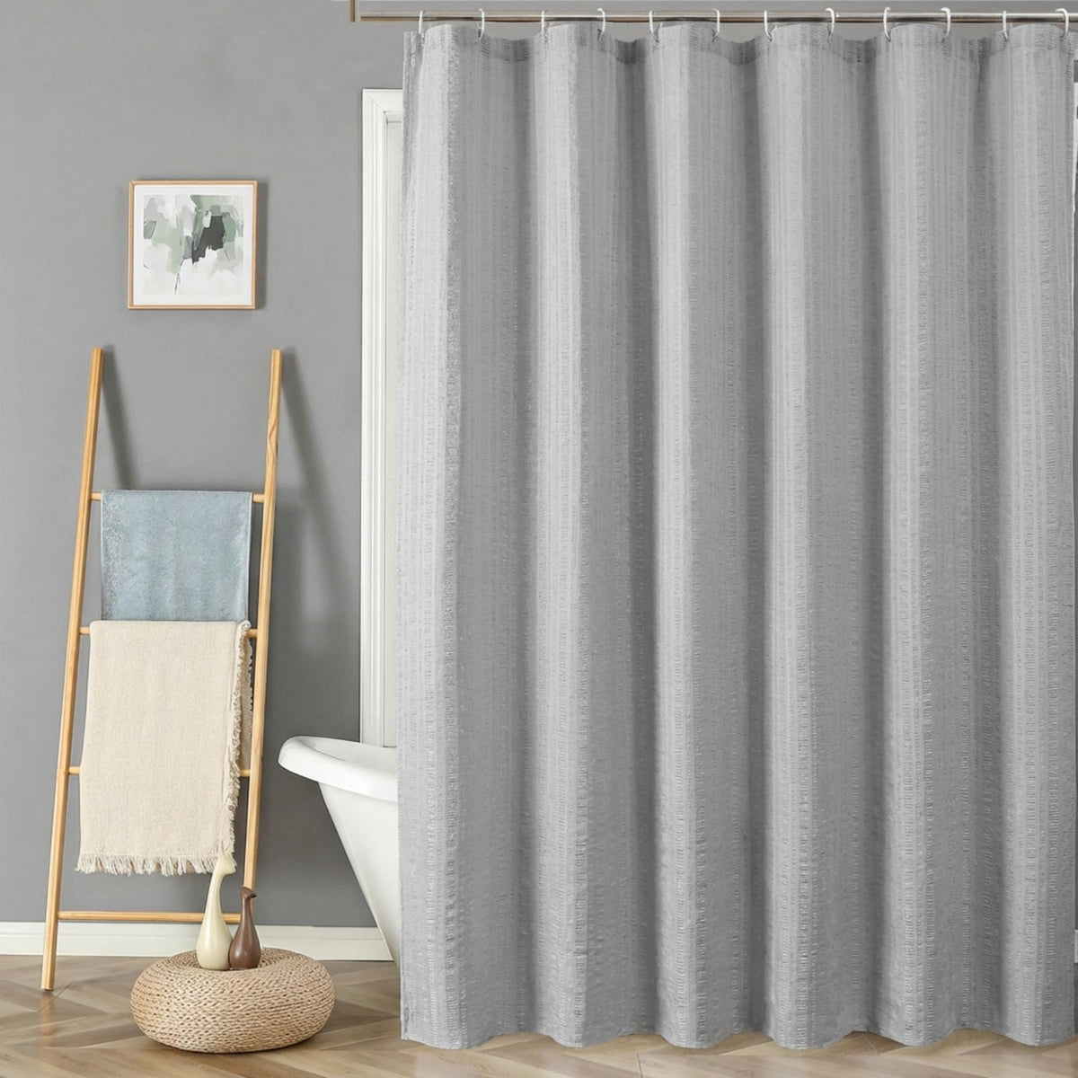 Aiyufeng Moga Sage Green Shower Curtain - 3D Embossed Textured Shower Curtains for Bathroom, Luxury Polyester Cloth Bath Curtain, 72Wx72H, Green
