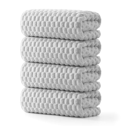 REDKISS Microfiber Bath Towels of 4-27x55 Inches Bath Towel Large, Highly Absorbent Towels for Bathroom, Quick Drying, Super Soft, Lint Free Fluffy Shower Towel for Gym, SPA, Gray, Blue