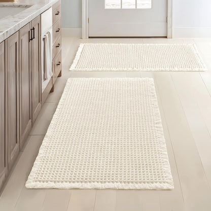 MIULEE Set of 2 Waffle Bathroom Rugs Boho Bath Mat Brown 18x30 Inch