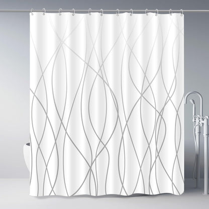 Striped Shower Curtain for Bathroom, Grey White, 72" W x 72" L