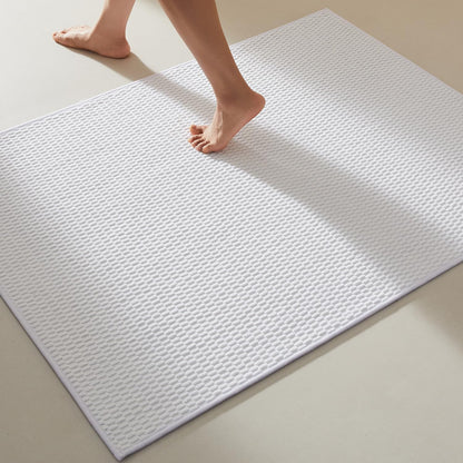 TYUU Bathroom Rugs Non Slip Washable, Super Absorbent Thin Bath Mat Small Quick Dry Low Pile Bathroom Rug, White 16"x24" / 1'4" x 2'