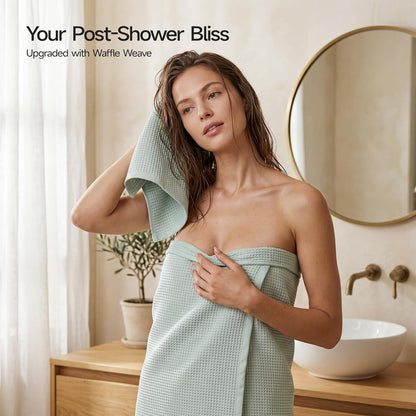 ecolook Waffle Bath Towel Set of 2, 100% Cotton Lightweight & Quick-Dry Bath Towels, Ultra-Absorbent and Breathable, Lint-Free Hotel & Spa Towels for the Bathroom, Gym, and Travel - Light Gray