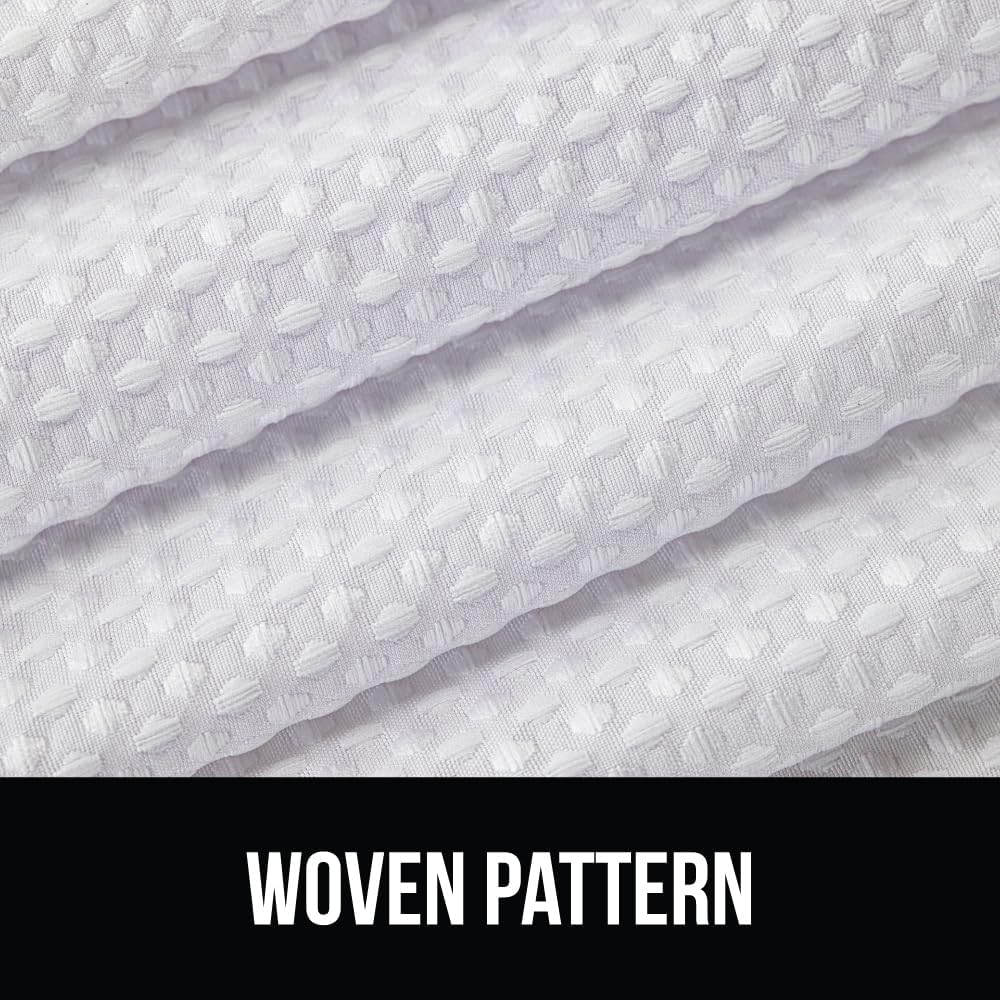 GORILLA GRIP White Waffle Style Textured Fabric Shower Curtain, 72x72