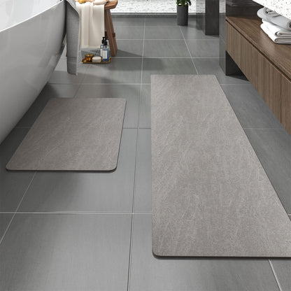 MontVoo -Bath Mat-Rubber Backing Non SlipThin Bathroom Rugs Fit Under Door- Quick Dry Absorbent Faux Suede Surface Grey Bathroom Floor Mats-Shower Rug for in Front of Bathtub Shower Gray 16x24