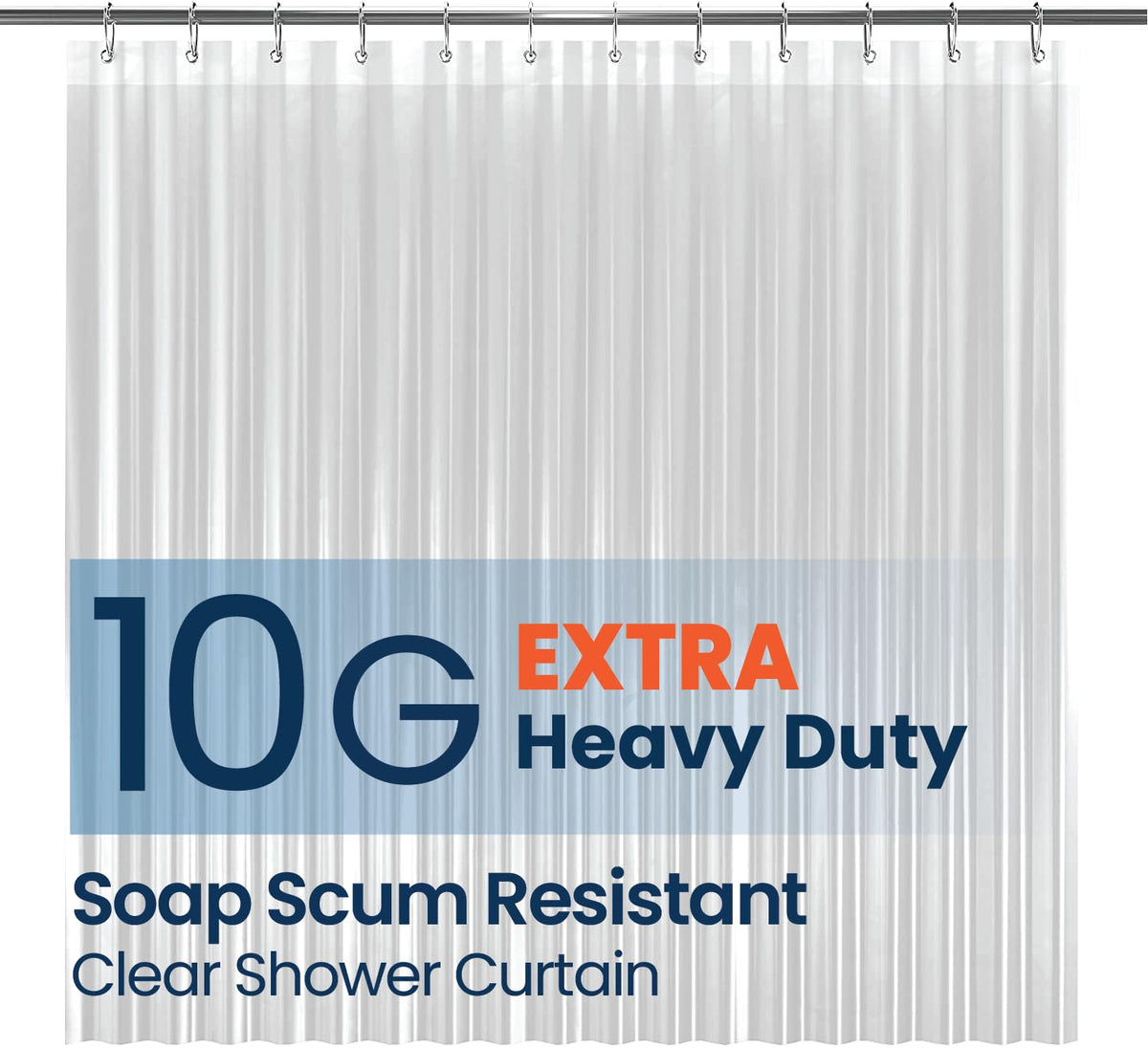 LiBa Shower Curtain PEVA 8G, 72x72 Inch Waterproof White