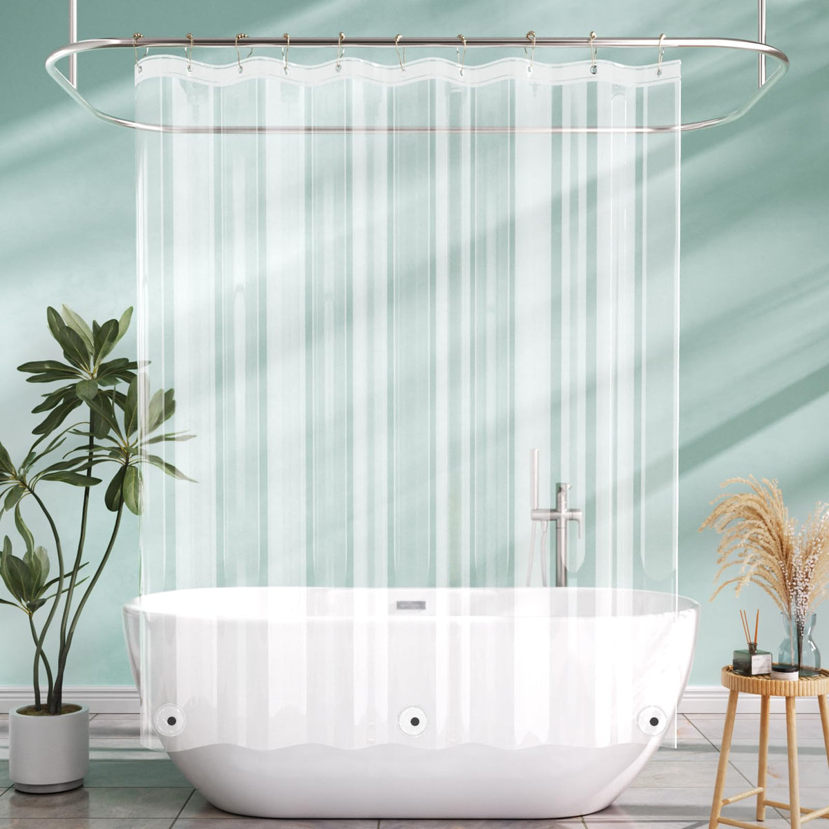 AmazerBath Shower Curtain Liner, 72x72 Clear Shower Curtain Liner, Waterproof Plastic Shower Liner, Cute Lightweight PEVA Shower Curtain for Bathroom with 3 Magnets and 12 Rustproof Metal Grommets