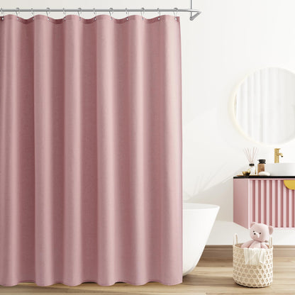 Naturoom Linen Shower Curtain 72 Inch Long for Bathroom Beige 1 Panel