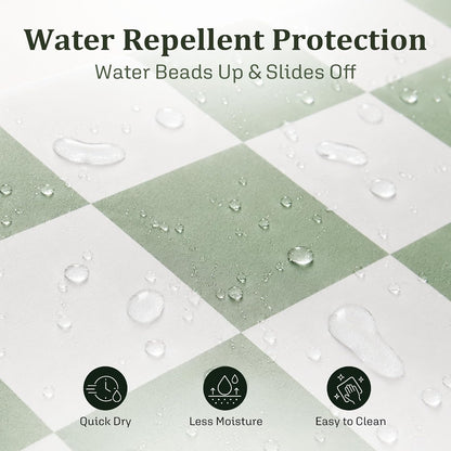 Ohocut Checkered Shower Curtain, Sage Green Shower Curtains for Bathroom, Cute Retro Checkboard Shower Curtain Vintage Aesthetic, Washable Fabric Bath Curtain 72''x72''