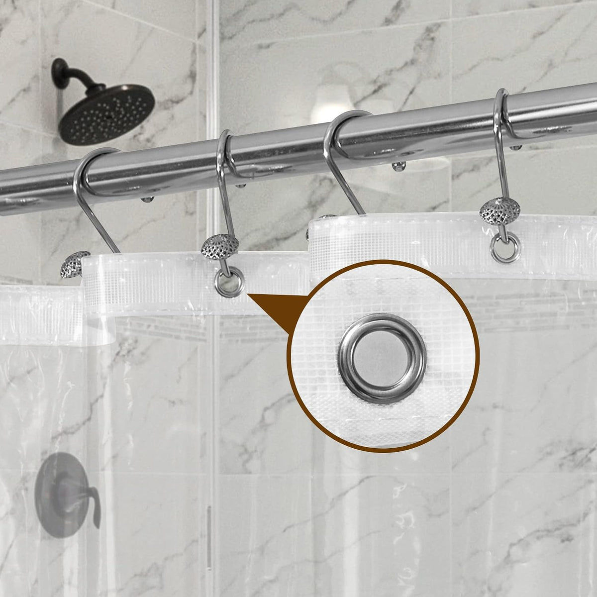 Barossa Design Oeko-tex Certified Shower Curtain Liner Standard Size, Clear