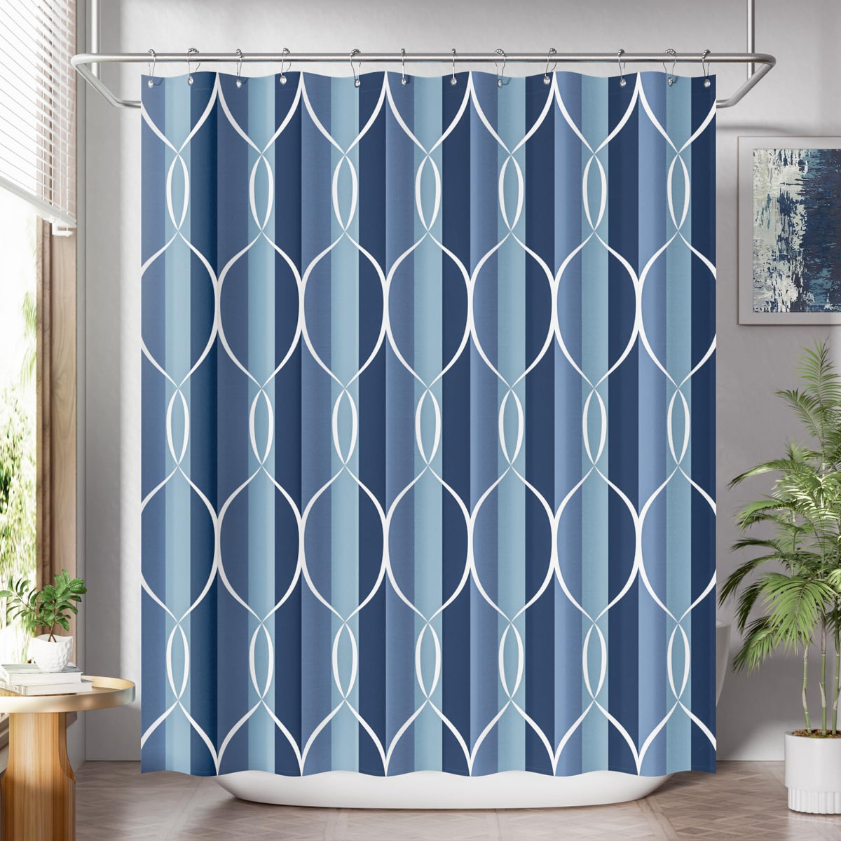 AmazerBath Shower Curtain, Cloth Ombre Black Shower Curtain Set with 12 Hooks, Washable Fabric Black and White Shower Curtain, Rustic Farmhouse Bathroom Shower Curtain, 72x72 Inches