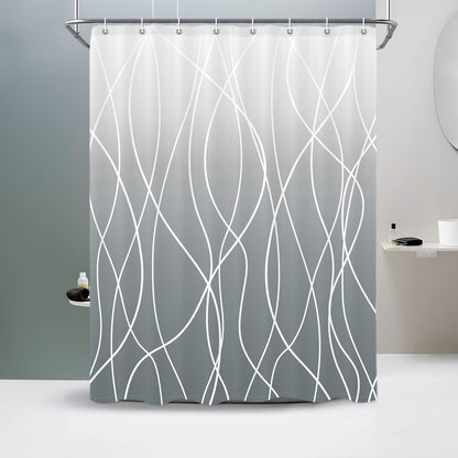 Striped Shower Curtain for Bathroom, Grey White, 72" W x 72" L