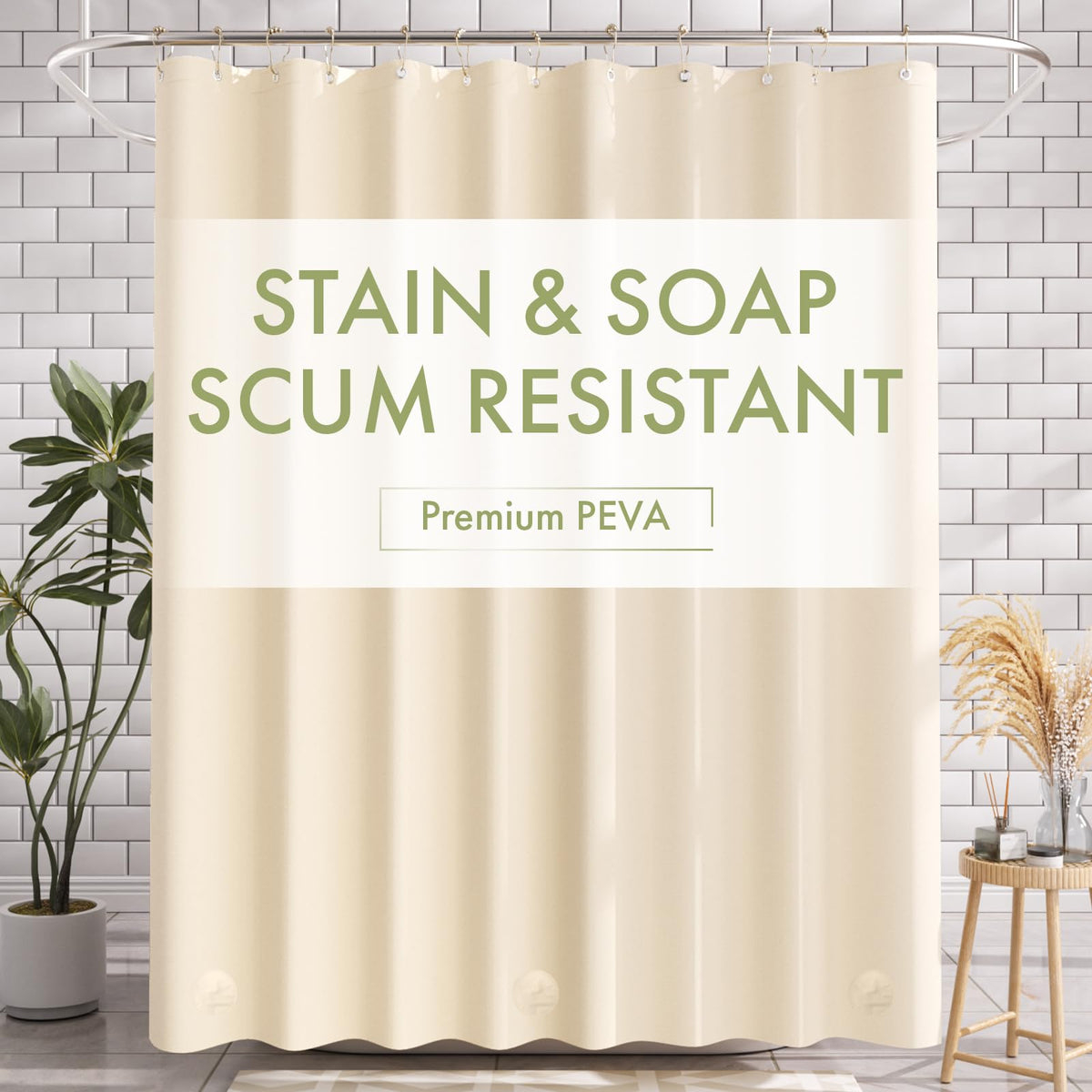 AmazerBath Shower Curtain Liner, 72x72 Clear Shower Curtain Liner, Waterproof Plastic Shower Liner, Cute Lightweight PEVA Shower Curtain for Bathroom with 3 Magnets and 12 Rustproof Metal Grommets