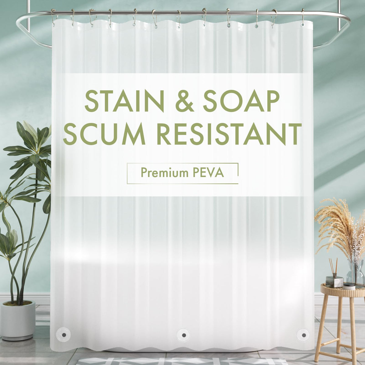 AmazerBath Shower Curtain Liner, 72x72 Clear Shower Curtain Liner, Waterproof Plastic Shower Liner, Cute Lightweight PEVA Shower Curtain for Bathroom with 3 Magnets and 12 Rustproof Metal Grommets