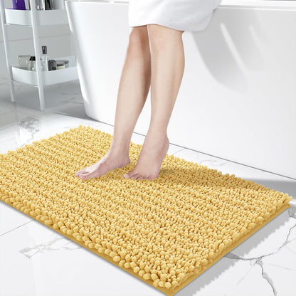 Yimobra Bathroom Rugs Non-Slip Washable – Extra Soft & Absorbent Chenille Bath Mat, Quick-Dry Plush Shaggy Floor & Vanity Bath Rugs for Tub & Shower, Modern Home Decor Accessories, 24 x 17, Grey