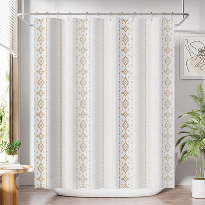 AmazerBath Shower Curtain, Washable Cloth Black Shower Curtain Sets with 12 Shower Curtain Hooks, Fabric Rustic Black and White Striped Curtain, Farmhouse Bathroom Curtains, 72x72 Inches