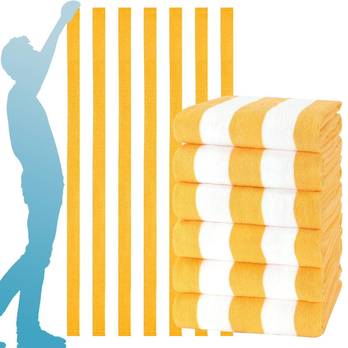 Genovega 6 Packs Oversized 72x40 Inch Stripe Beach Towel Thin Terry Set XL Big Extra Large Accessories Essentials Soft Clearance Super Pool Travel Bath Swim Camping Towels Bulk Men Women Adults Gift