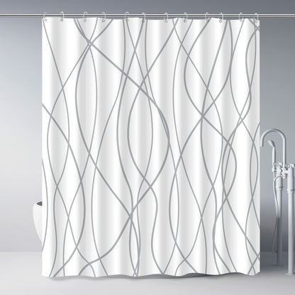 Striped Shower Curtain for Bathroom, Grey White, 72" W x 72" L