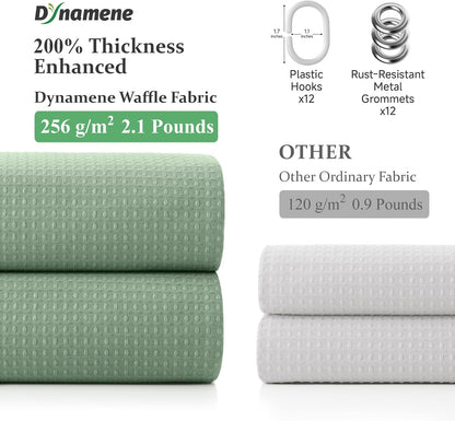 Dynamene Waffle Shower Curtain 256 GSM Heavy Duty Fabric 72"x72" Sage Green